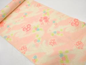 アンティーク　流水に花模様　長襦袢地反物